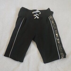 Justice Girl's Size 18/20 Black Gold Spell Out Lace Front Leggings